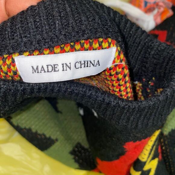 Dinosaurs Pattern Black Knit Retro Crewneck Long Sleeve Ugly Sweater Unisex - Picture 5 of 5